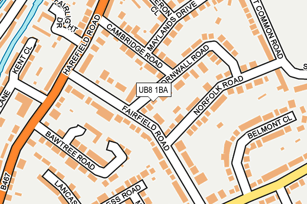 UB8 1BA map - OS OpenMap – Local (Ordnance Survey)