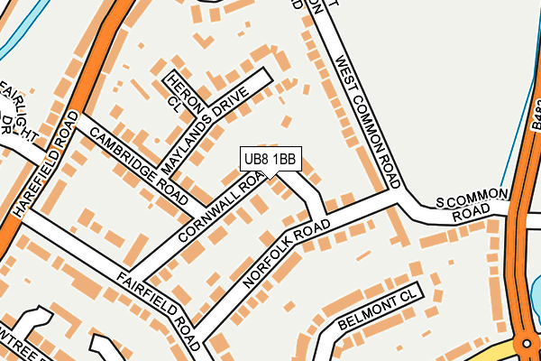 UB8 1BB map - OS OpenMap – Local (Ordnance Survey)