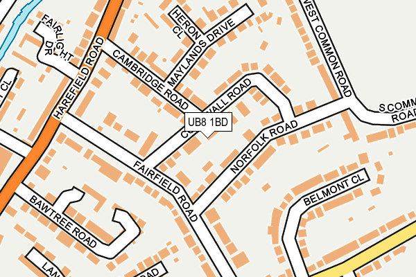 UB8 1BD map - OS OpenMap – Local (Ordnance Survey)