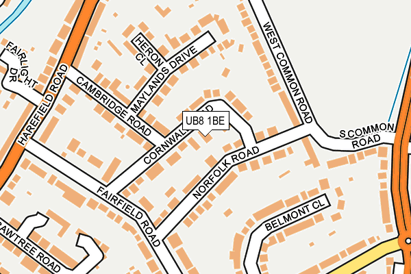 UB8 1BE map - OS OpenMap – Local (Ordnance Survey)