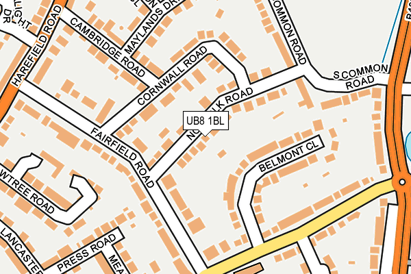 UB8 1BL map - OS OpenMap – Local (Ordnance Survey)