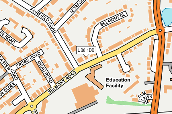 UB8 1DB map - OS OpenMap – Local (Ordnance Survey)