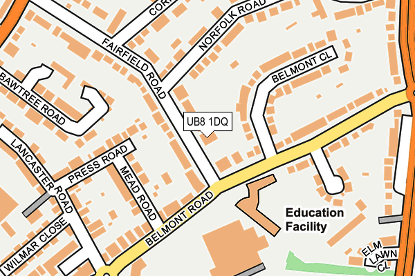 UB8 1DQ map - OS OpenMap – Local (Ordnance Survey)