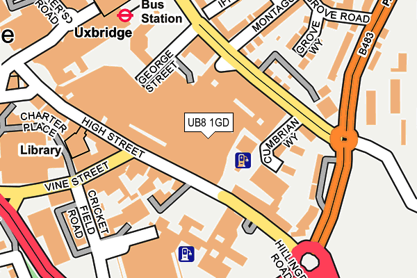 UB8 1GD map - OS OpenMap – Local (Ordnance Survey)