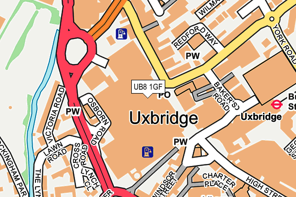 UB8 1GF map - OS OpenMap – Local (Ordnance Survey)