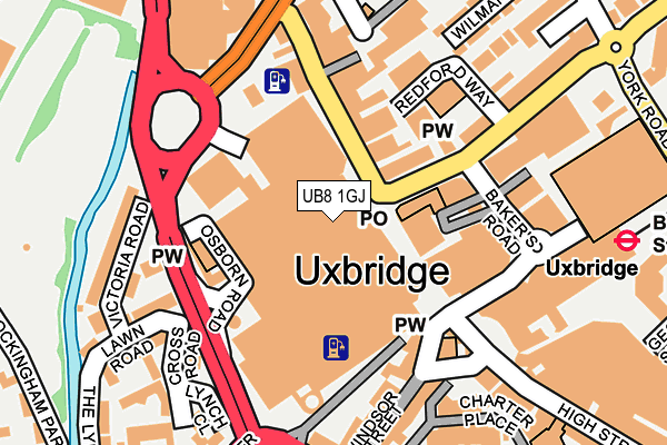 UB8 1GJ map - OS OpenMap – Local (Ordnance Survey)