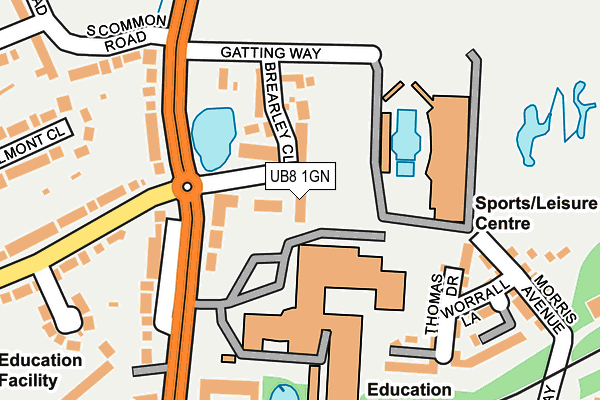 UB8 1GN map - OS OpenMap – Local (Ordnance Survey)