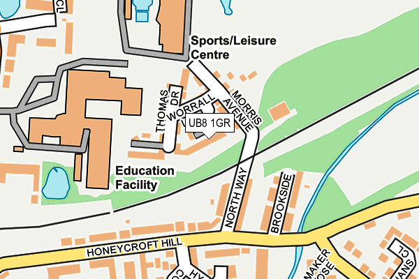 UB8 1GR map - OS OpenMap – Local (Ordnance Survey)