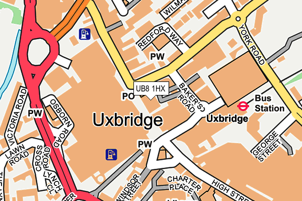 UB8 1HX map - OS OpenMap – Local (Ordnance Survey)