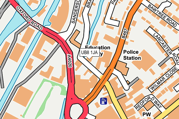 UB8 1JA map - OS OpenMap – Local (Ordnance Survey)