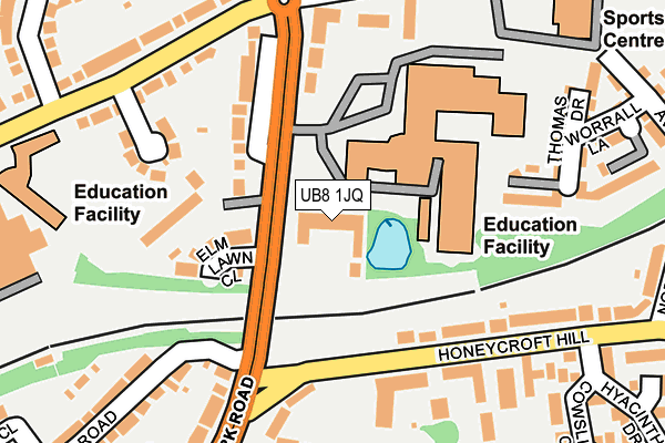 UB8 1JQ map - OS OpenMap – Local (Ordnance Survey)