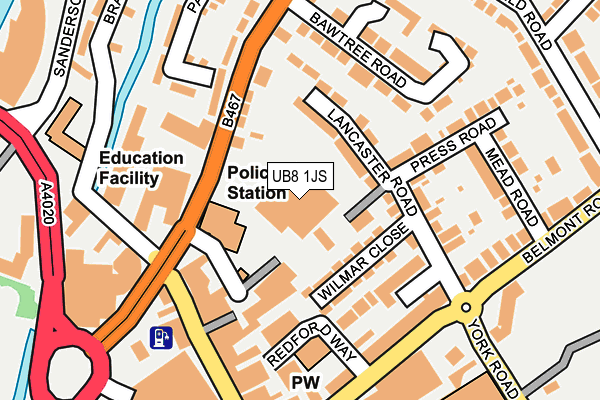 UB8 1JS map - OS OpenMap – Local (Ordnance Survey)