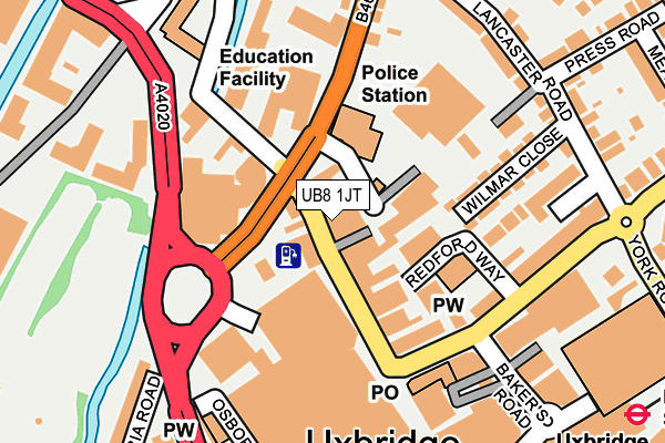 UB8 1JT map - OS OpenMap – Local (Ordnance Survey)