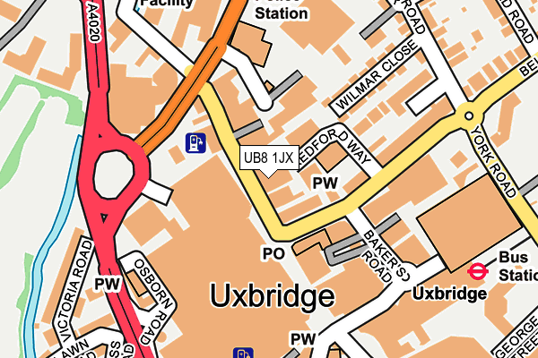 UB8 1JX map - OS OpenMap – Local (Ordnance Survey)