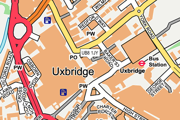 UB8 1JY map - OS OpenMap – Local (Ordnance Survey)