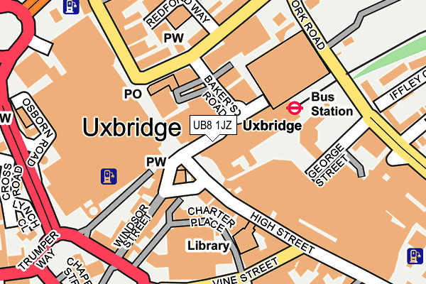 UB8 1JZ map - OS OpenMap – Local (Ordnance Survey)