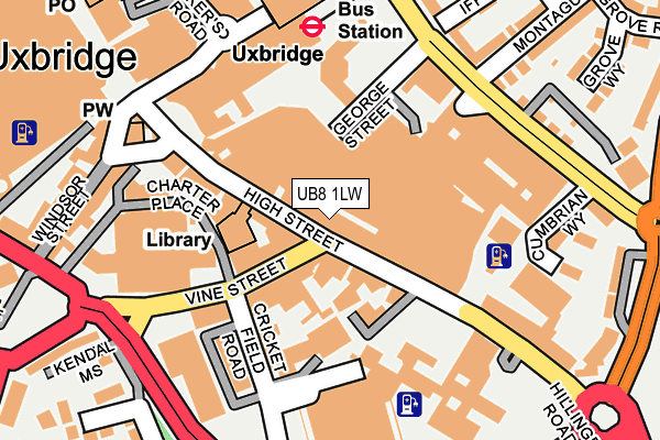 UB8 1LW map - OS OpenMap – Local (Ordnance Survey)