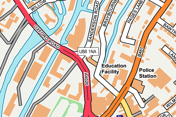 UB8 1NA map - OS OpenMap – Local (Ordnance Survey)