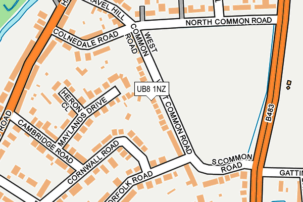 UB8 1NZ map - OS OpenMap – Local (Ordnance Survey)