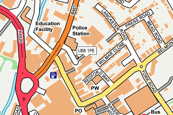 UB8 1PE map - OS OpenMap – Local (Ordnance Survey)