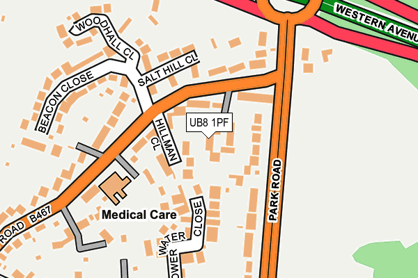 UB8 1PF map - OS OpenMap – Local (Ordnance Survey)