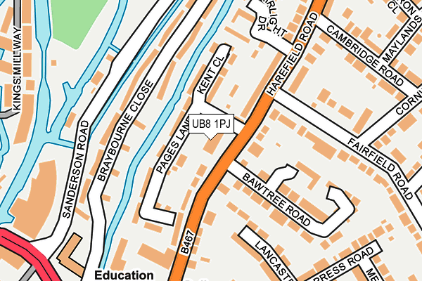 UB8 1PJ map - OS OpenMap – Local (Ordnance Survey)