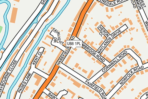 UB8 1PL map - OS OpenMap – Local (Ordnance Survey)