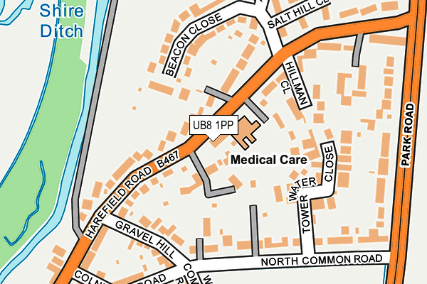 UB8 1PP map - OS OpenMap – Local (Ordnance Survey)