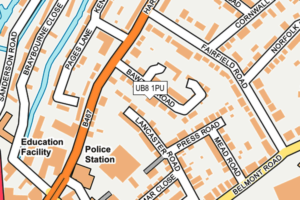 UB8 1PU map - OS OpenMap – Local (Ordnance Survey)