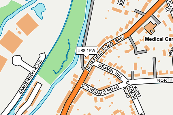 UB8 1PW map - OS OpenMap – Local (Ordnance Survey)