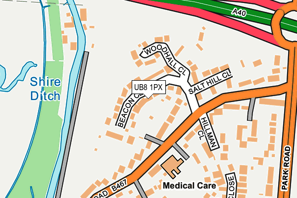 UB8 1PX map - OS OpenMap – Local (Ordnance Survey)