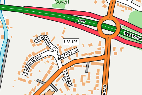 UB8 1PZ map - OS OpenMap – Local (Ordnance Survey)