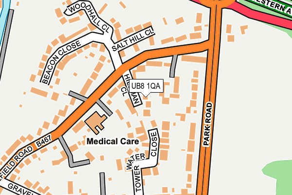 UB8 1QA map - OS OpenMap – Local (Ordnance Survey)