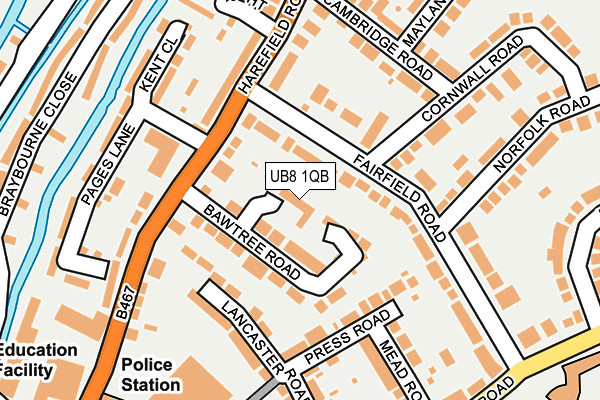 UB8 1QB map - OS OpenMap – Local (Ordnance Survey)