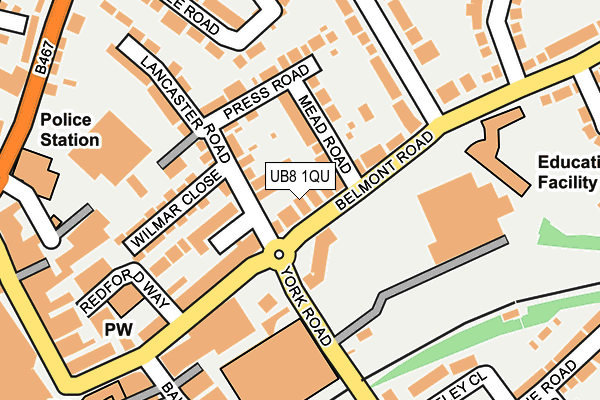 UB8 1QU map - OS OpenMap – Local (Ordnance Survey)