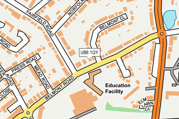 UB8 1QY map - OS OpenMap – Local (Ordnance Survey)