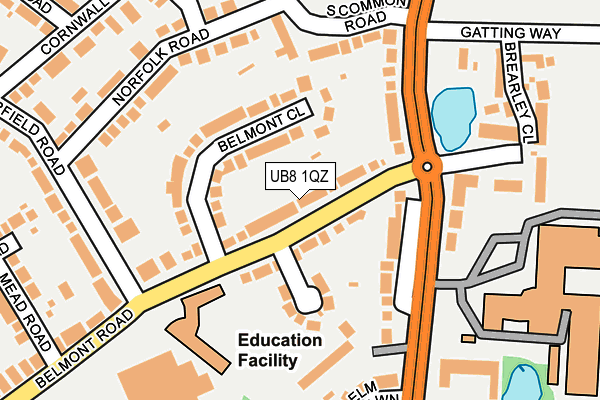 UB8 1QZ map - OS OpenMap – Local (Ordnance Survey)