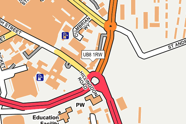 UB8 1RW map - OS OpenMap – Local (Ordnance Survey)