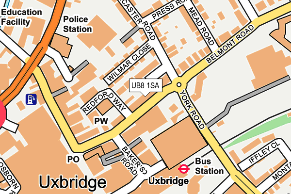 UB8 1SA map - OS OpenMap – Local (Ordnance Survey)