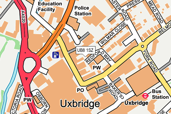UB8 1SZ map - OS OpenMap – Local (Ordnance Survey)