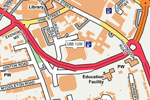 UB8 1UW map - OS OpenMap – Local (Ordnance Survey)