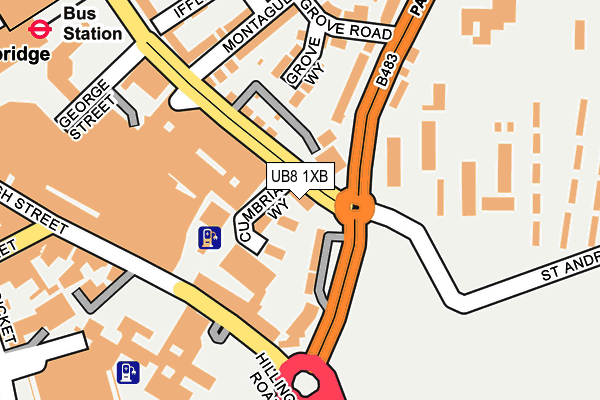 UB8 1XB map - OS OpenMap – Local (Ordnance Survey)
