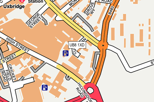 UB8 1XD map - OS OpenMap – Local (Ordnance Survey)