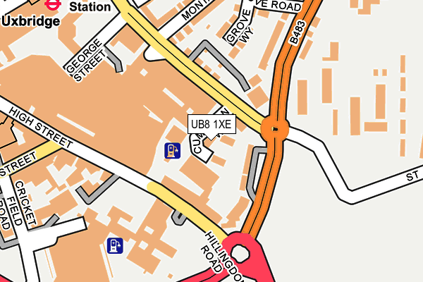 UB8 1XE map - OS OpenMap – Local (Ordnance Survey)