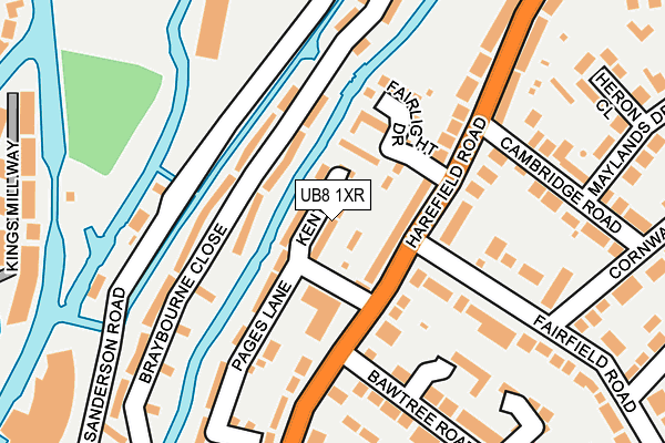 UB8 1XR map - OS OpenMap – Local (Ordnance Survey)