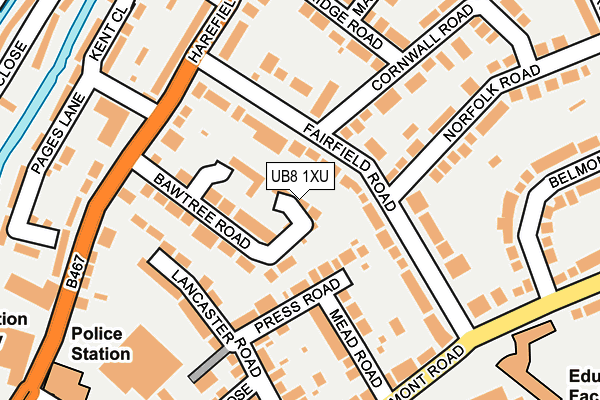 UB8 1XU map - OS OpenMap – Local (Ordnance Survey)