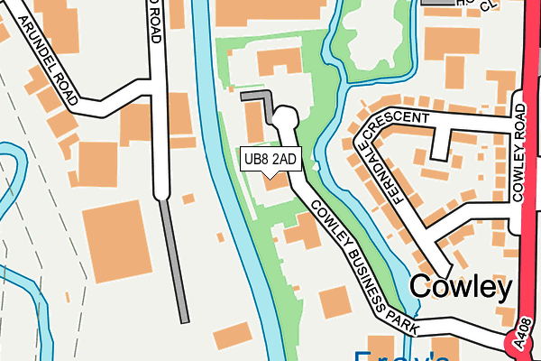 UB8 2AD map - OS OpenMap – Local (Ordnance Survey)