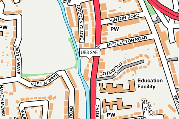 UB8 2AE map - OS OpenMap – Local (Ordnance Survey)