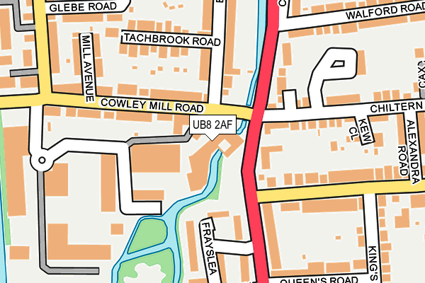 UB8 2AF map - OS OpenMap – Local (Ordnance Survey)