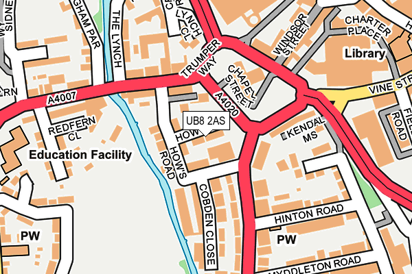 UB8 2AS map - OS OpenMap – Local (Ordnance Survey)